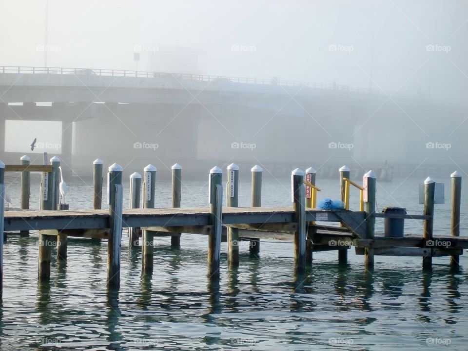 foggy pier bridge traffic by sunnysmiles 