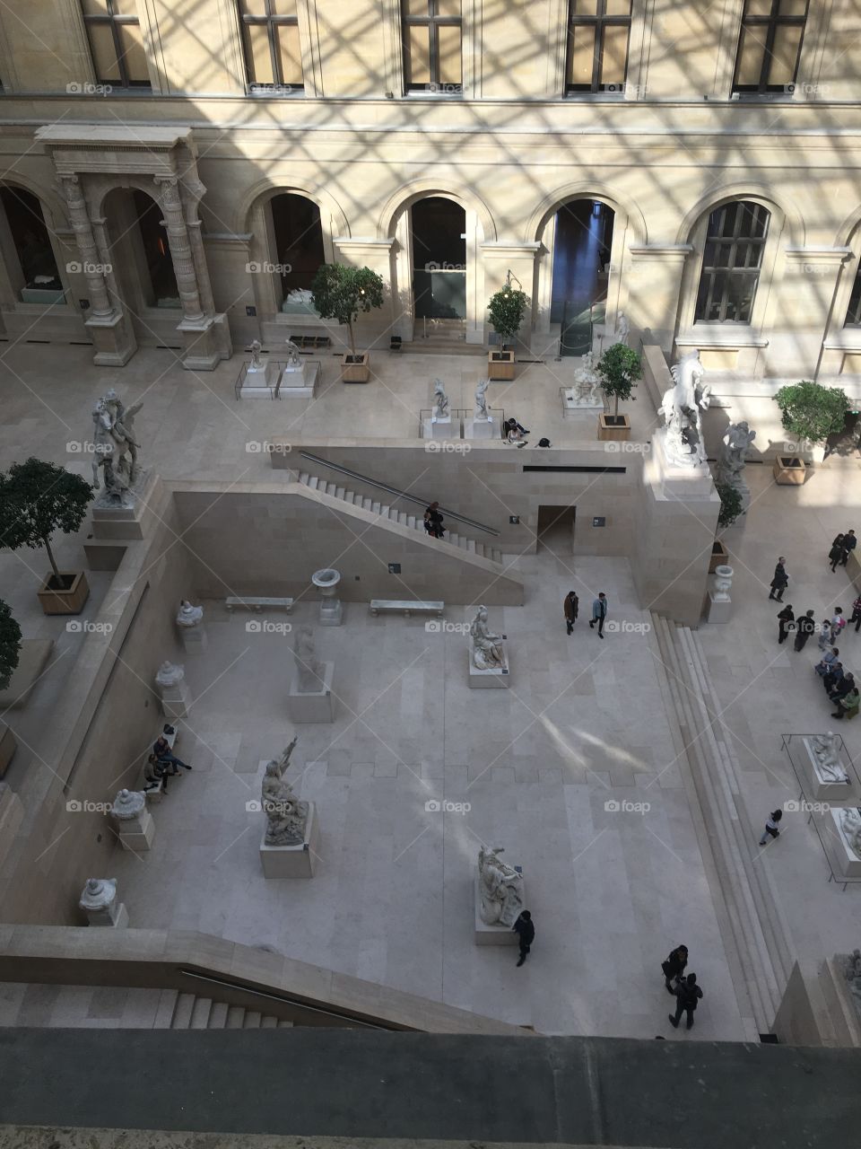 Views from above in the Louvre museum in Paris. 