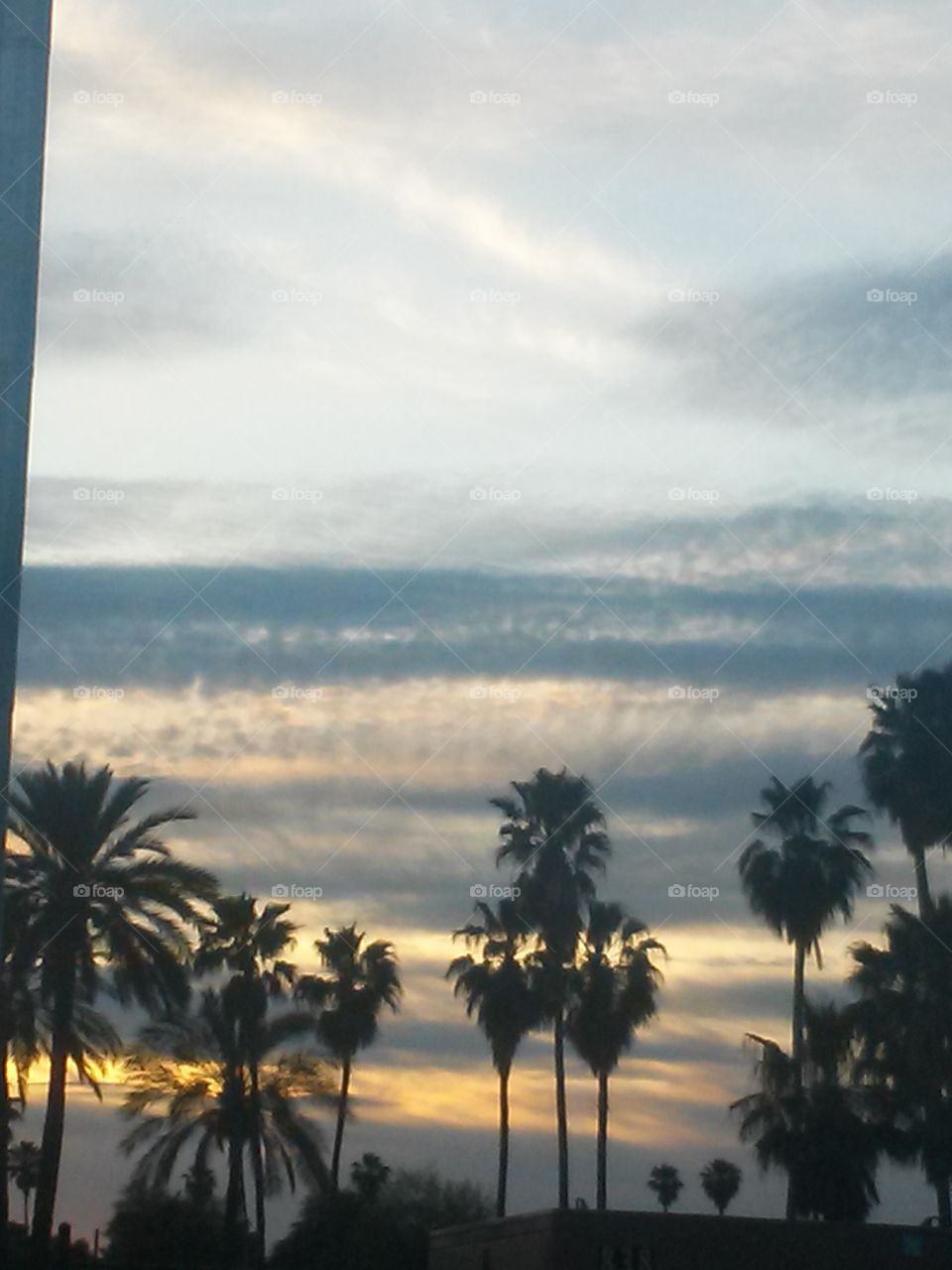 Arizona Sunset Night

What can I say about, a Sunset
In this Arizona town 
While out and about.
 There is a silent calm effect
to the Arizona Sunset .
That I guess, I cannot explain.
Then again, why should I have 
to try and explain it anyway? 
Because all one just needs to
do, is just , open ones eyes,
Look out and about and
Be surprised.  Straight ahead 
are the silhouettes of the 
White Tank Mountains and
above them are vast arrays of
Colors depending on the night.
Sometimes the colors are deep
and dark.  Other times they are
Lightly Bright .  Depending on 
The day we had, either cold
Or hot, cool or warm.  Either 
Way, one is in for a treat, cuz
Sunsets here are so ,very very
Cool and so Neat. Even when
There are a few palms in view.
All I know is, there are only a few
places that I have been to, that 
have Sunsets worth the view.
And Arizona is one, so hop on
over and come see one or two.