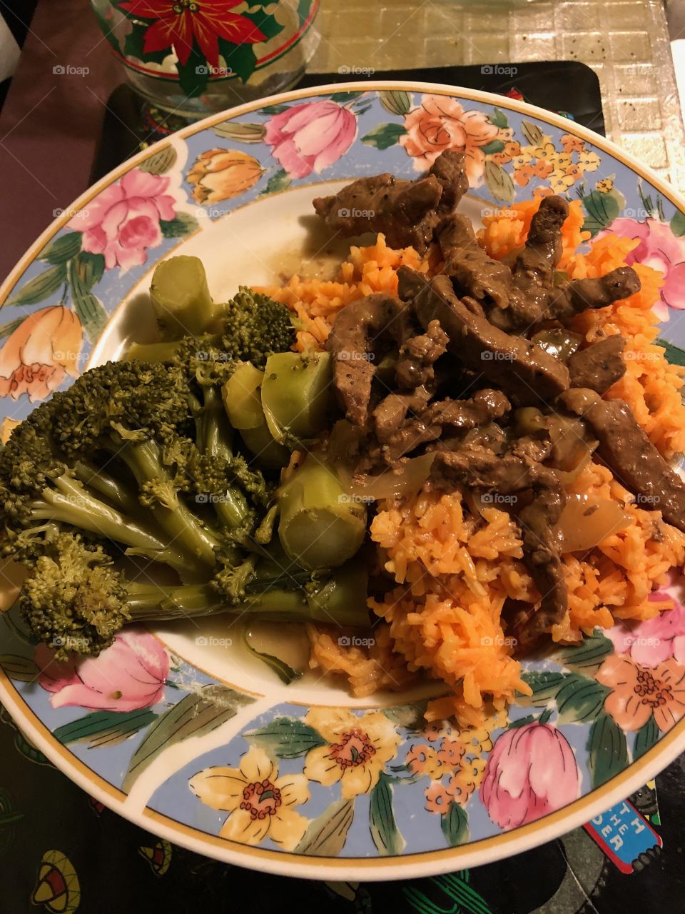 Pepper steak,rice and broccoli mmmm Mina 1017 
