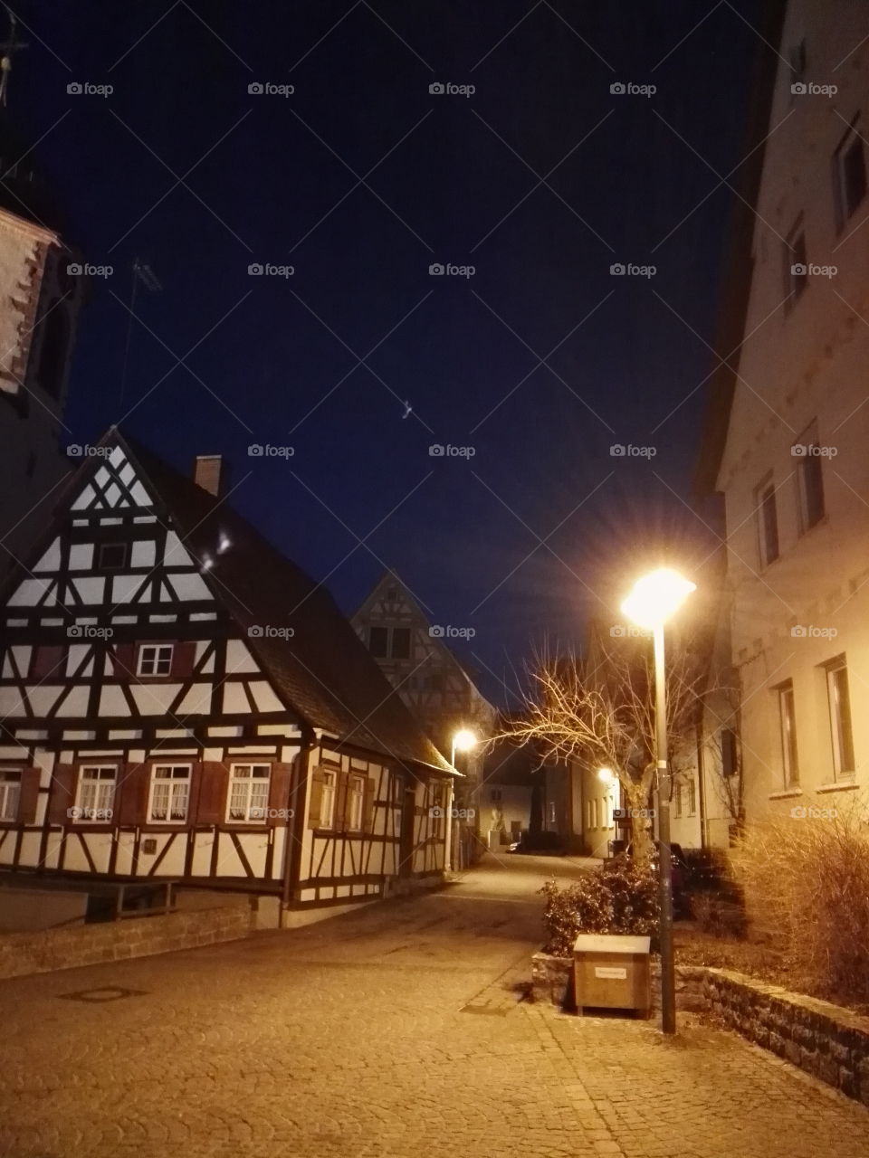 old german town at night