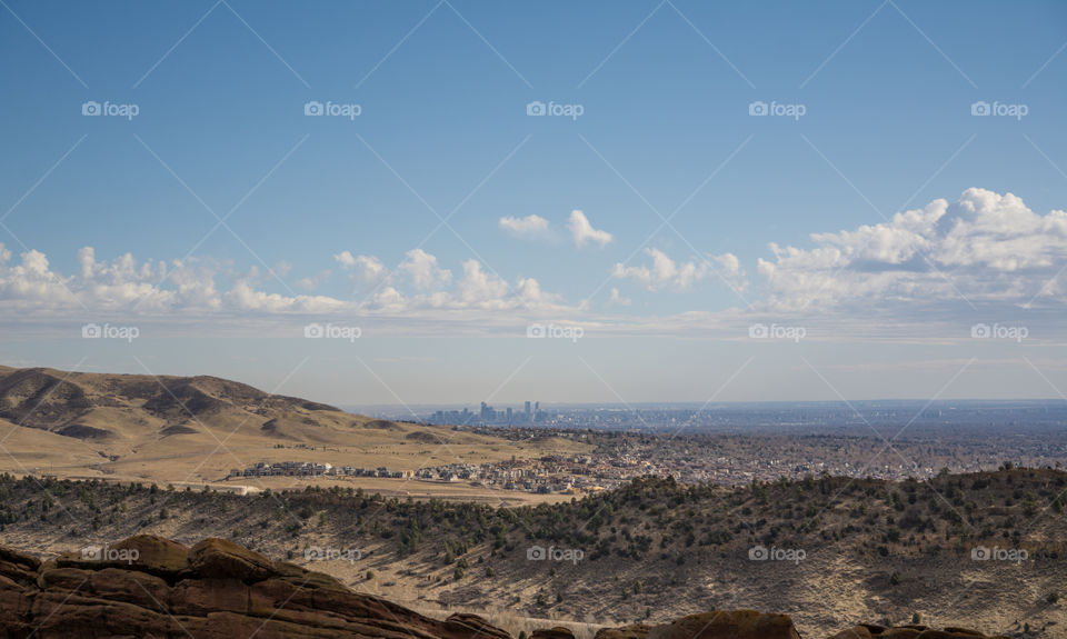 Landscape with the skyline of Denver, CO. 