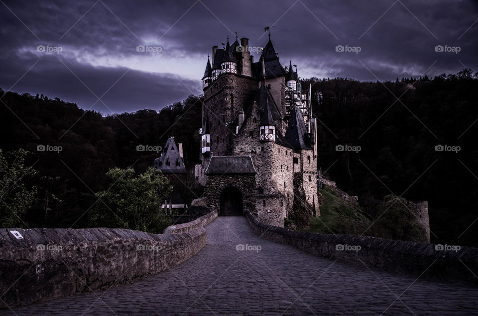 Burg Eltz on a cloudy day in Wierschem,  Germany