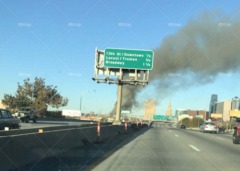 Burning Building by the Highway