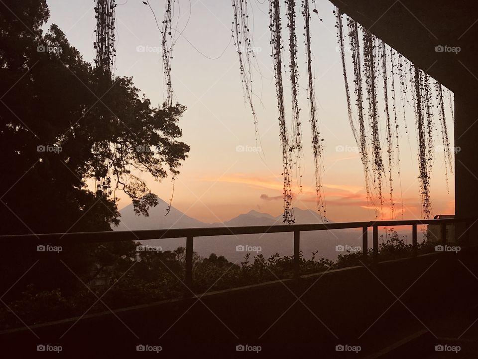 Sunset view volcanos 