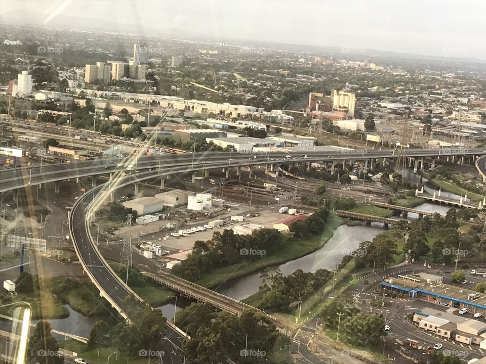 View of the expressway traffic system of the city from Melbourne Star