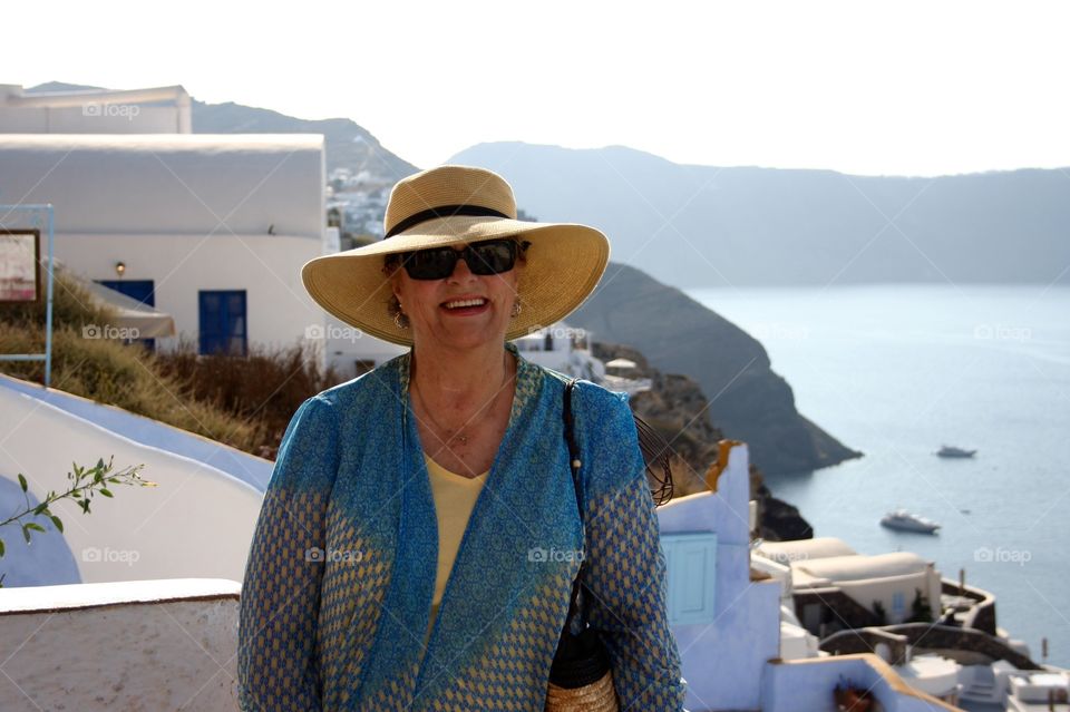 Woman's portrait  in Santorini, Greece