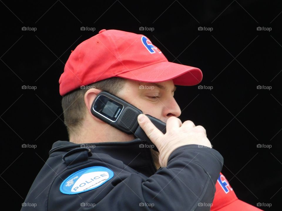 Montreal police using a flip phone
