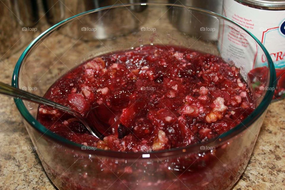 Homemade cranberry sauce.
