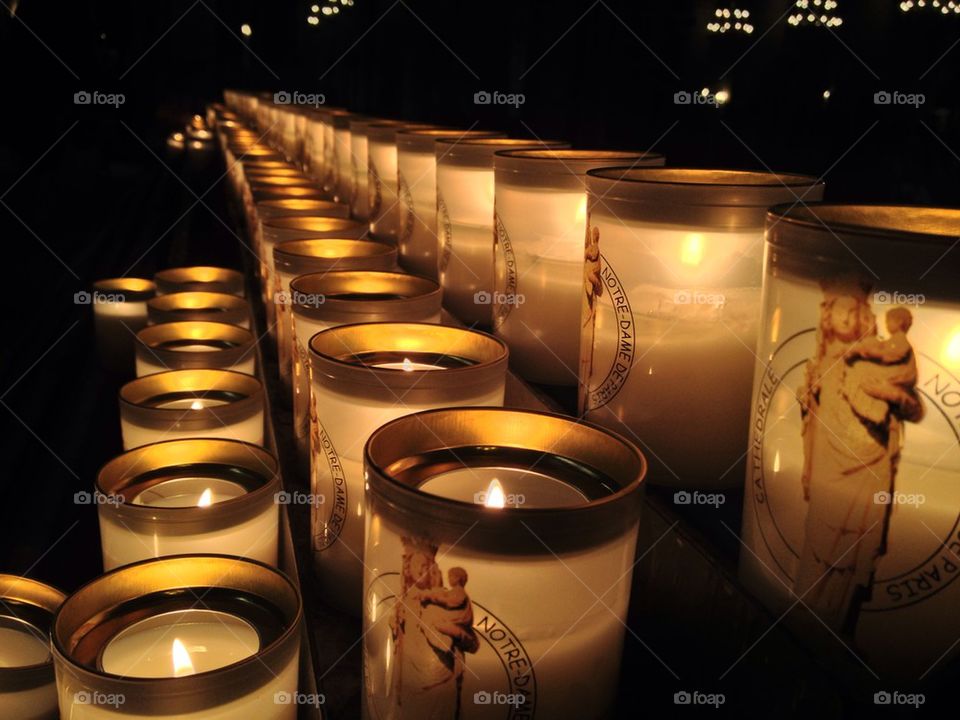 Burning candles in a row