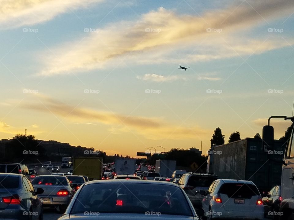 evening traffic fly by