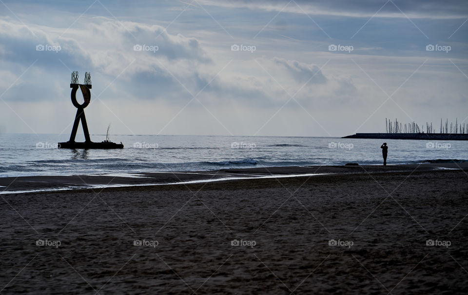 Torredembarra beach in winter 