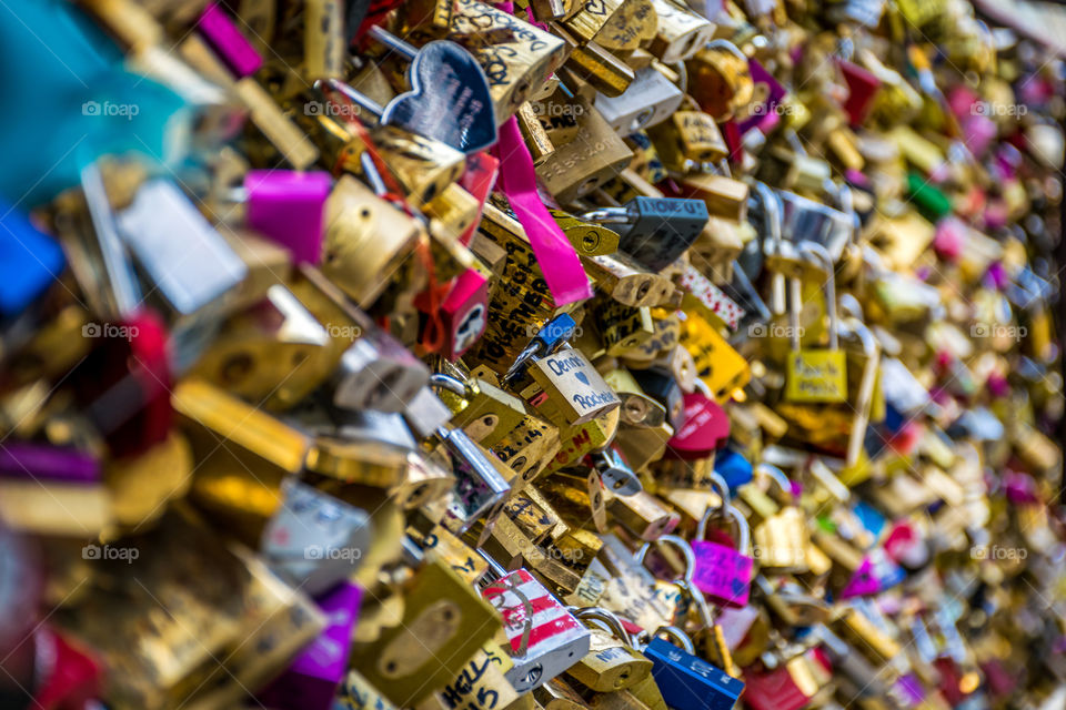 Close-up of love locks