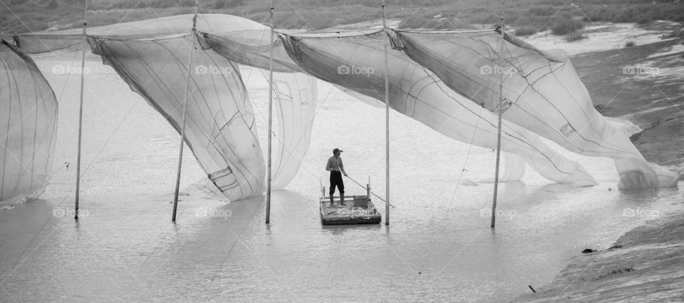 Fishing nets in the wind