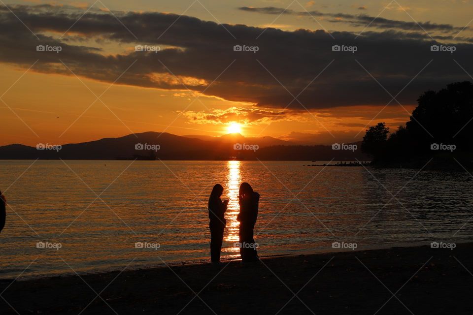 Couple watching sunset