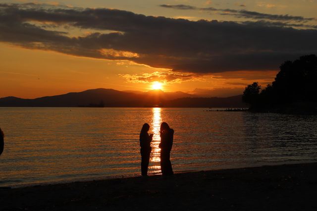Couple watching sunset