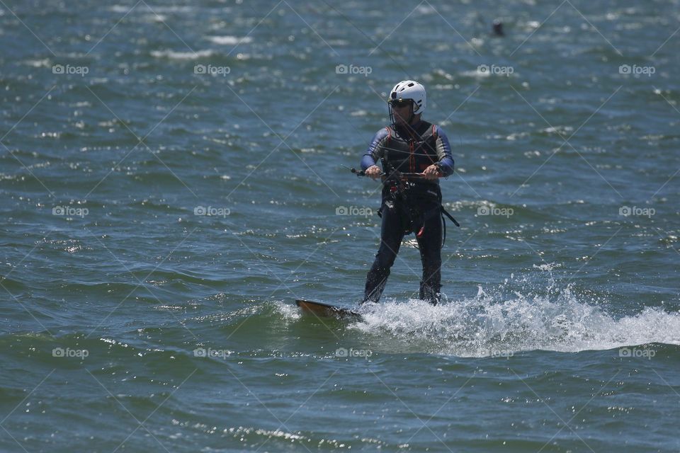 Kiteboarding in ocean