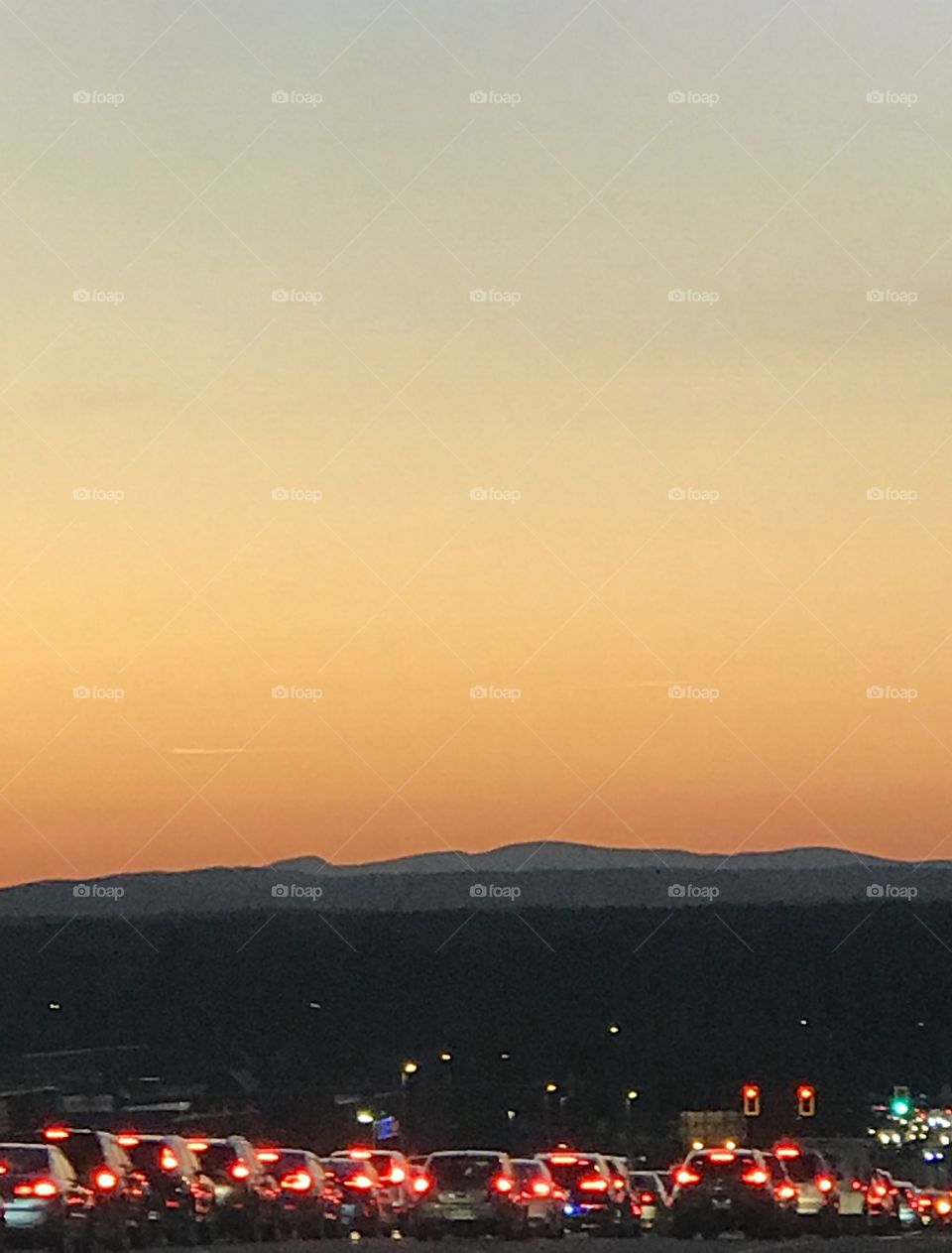 Beautiful sunset view while waiting in traffic 