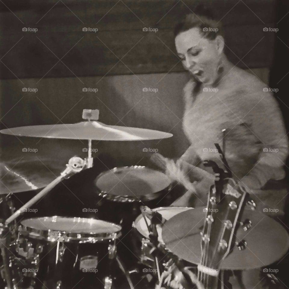 Going ham on the drums!. Something about a woman beating on drums gets my blood flowing.