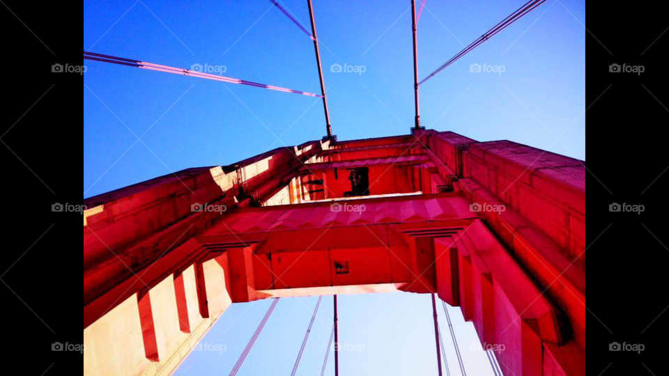 Looking up the Golden Gate Bridge