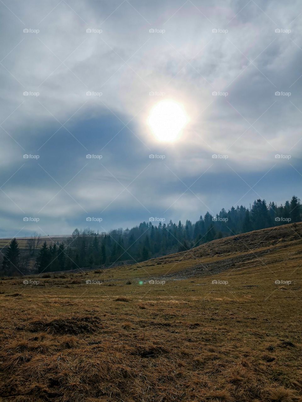 Astonishing beauty of early spring mountains landscape with a bright sunlight 