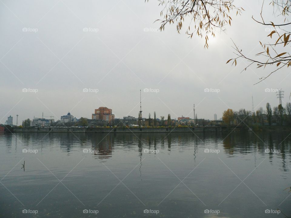 Dnipro River, views of Podil, Kyiv city, Fall 2016