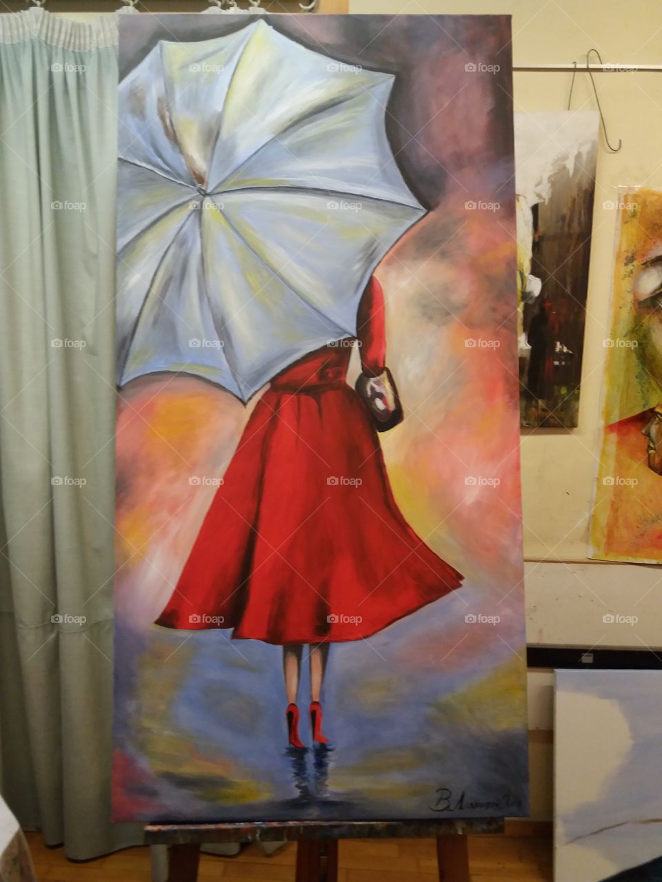 My painting-red dress