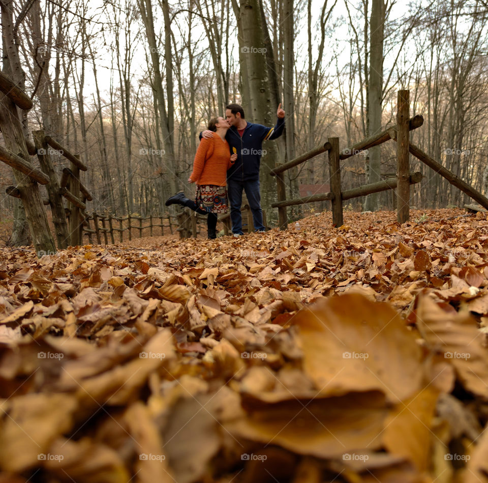 Autumn love in the forest