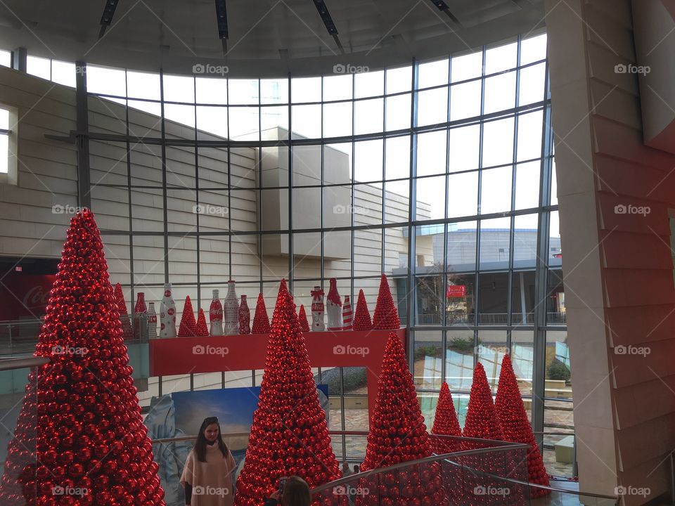 Atrium of the World of Coke Museum in Atlanta, GA in December