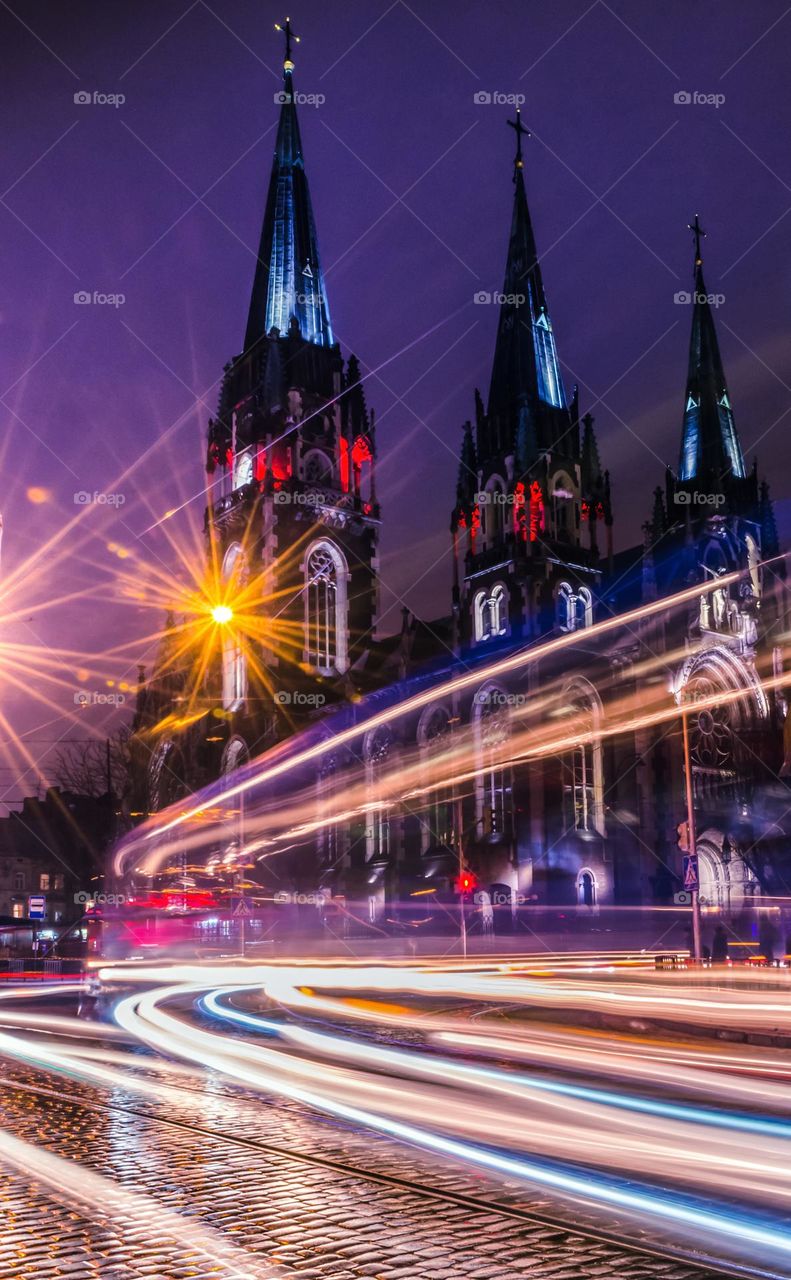 Night cityscape on long exposure