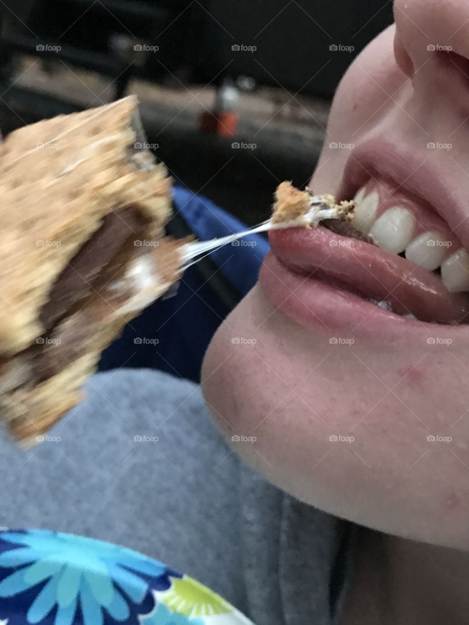 Eating s'mores 