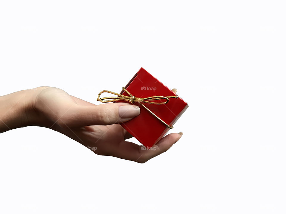 Red gift box giving 