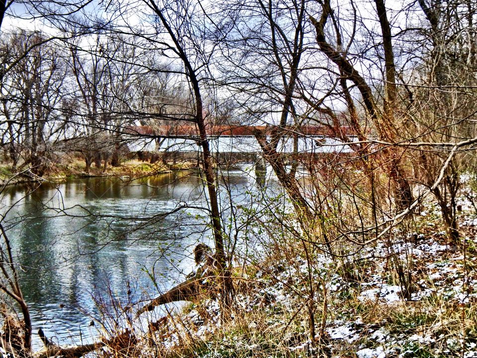 Down by the old river after some snow 