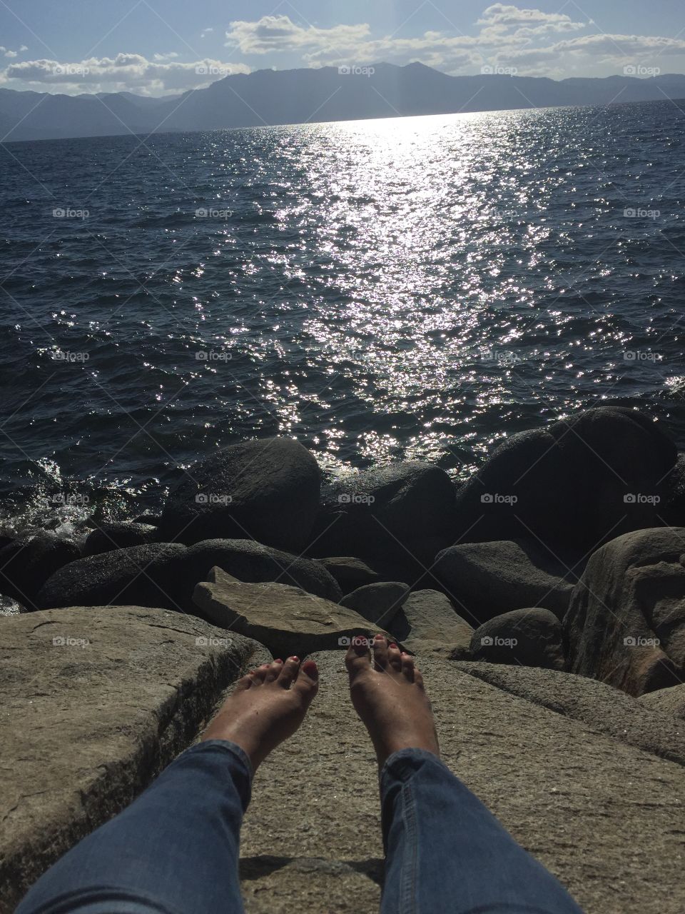 Hanging out on the rocks admiring the amazing Lake Tahoe 