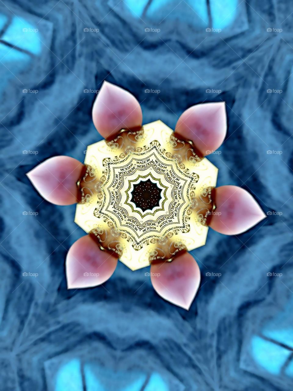 Digital abstract artistry of a hand holding a Golden container