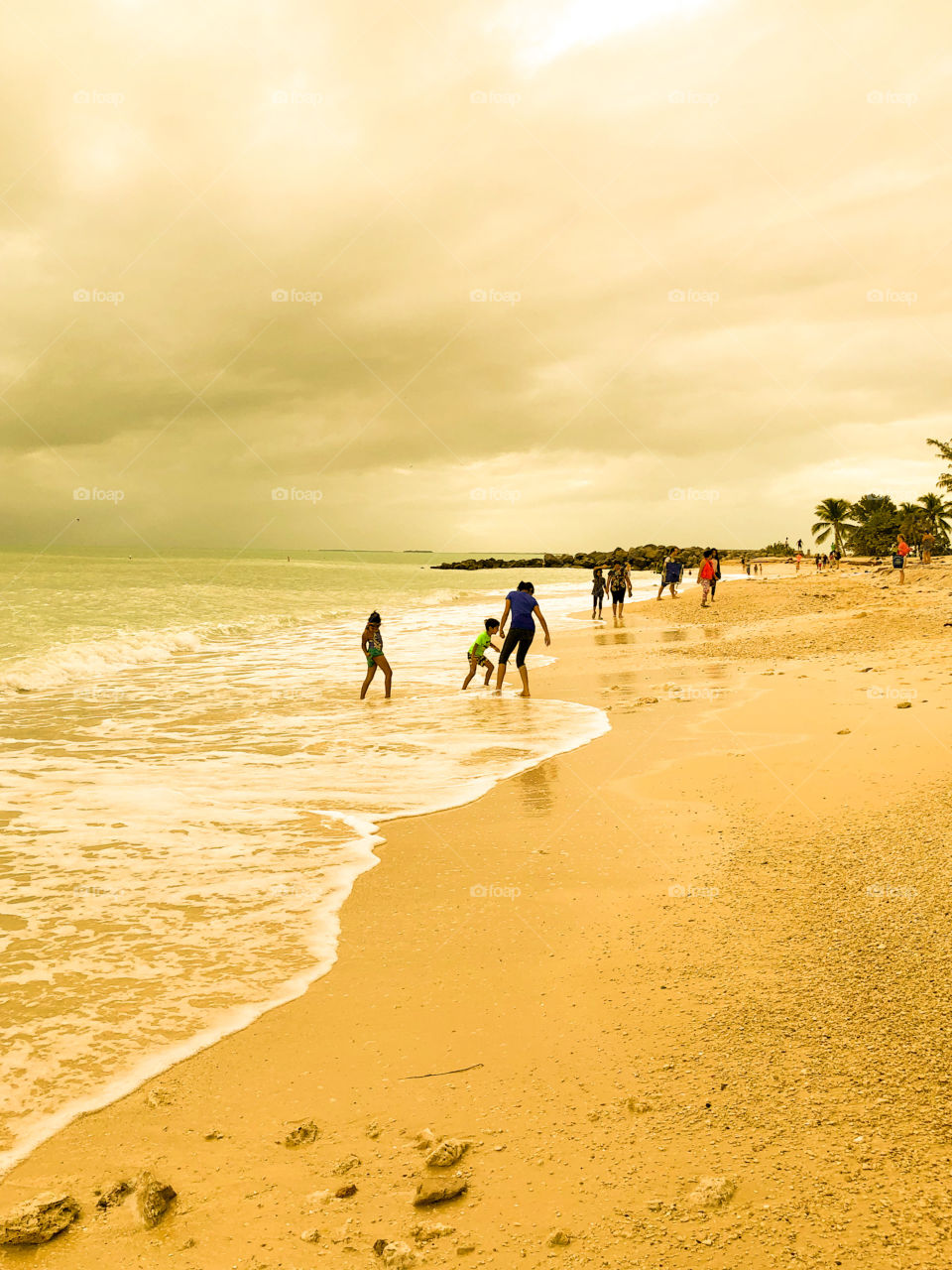 Golden beach with golden sky 