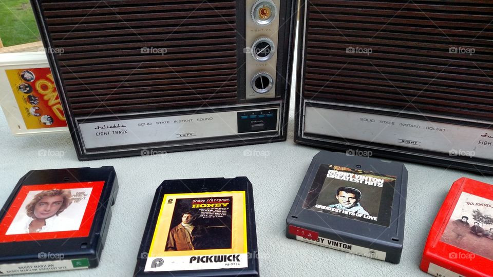 Relaxing to some old 8 track tapes