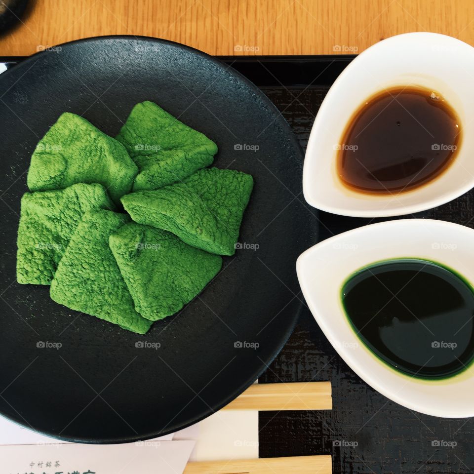 High angle view of dessert served in plate