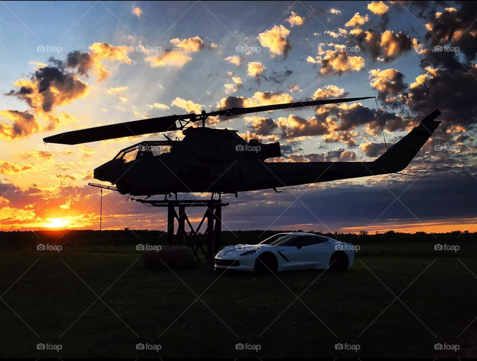 another shot of this amazing photo, helicopter & corvette