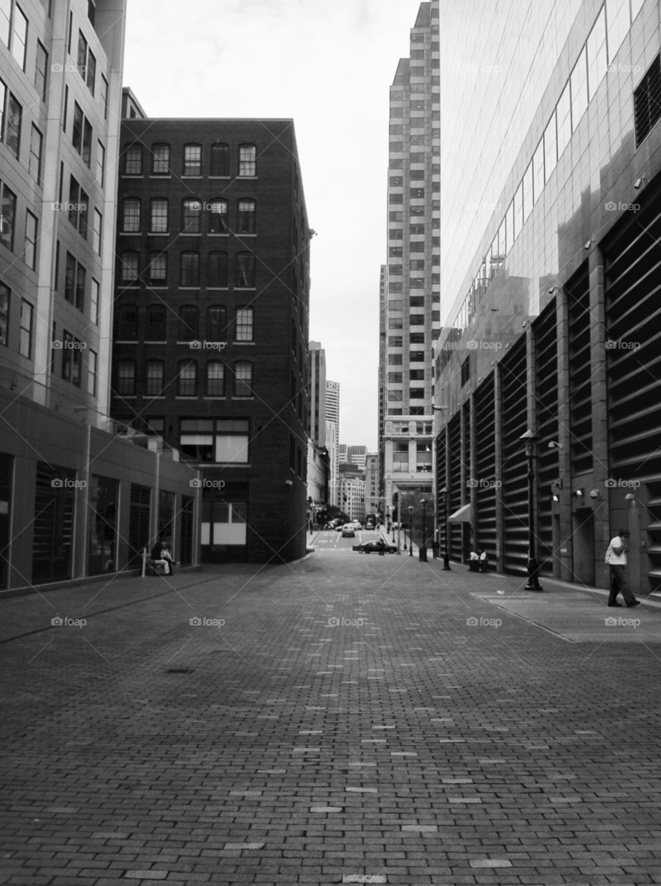 Pearl Street. View down Pearl St in Boston from Four Point Channel in Boston, Massachusetts. 