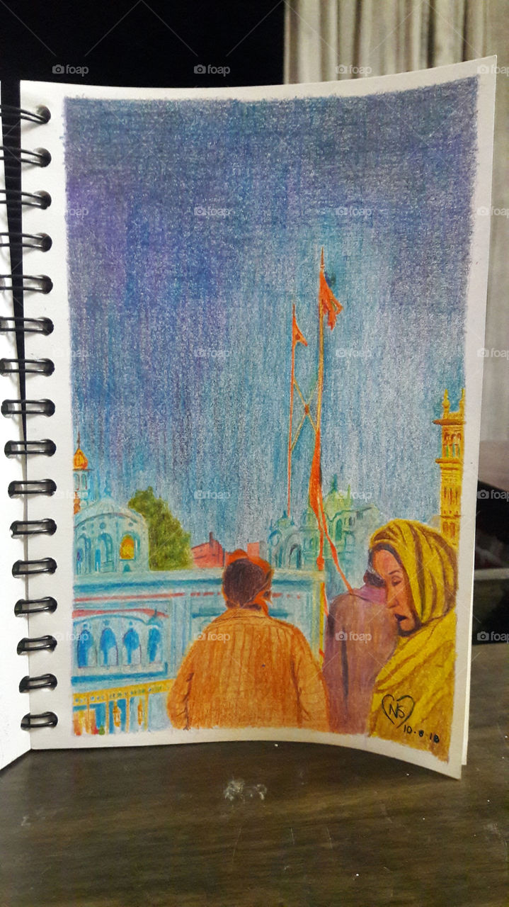 Art  showing Humans at the Golden Temple, Amritsar