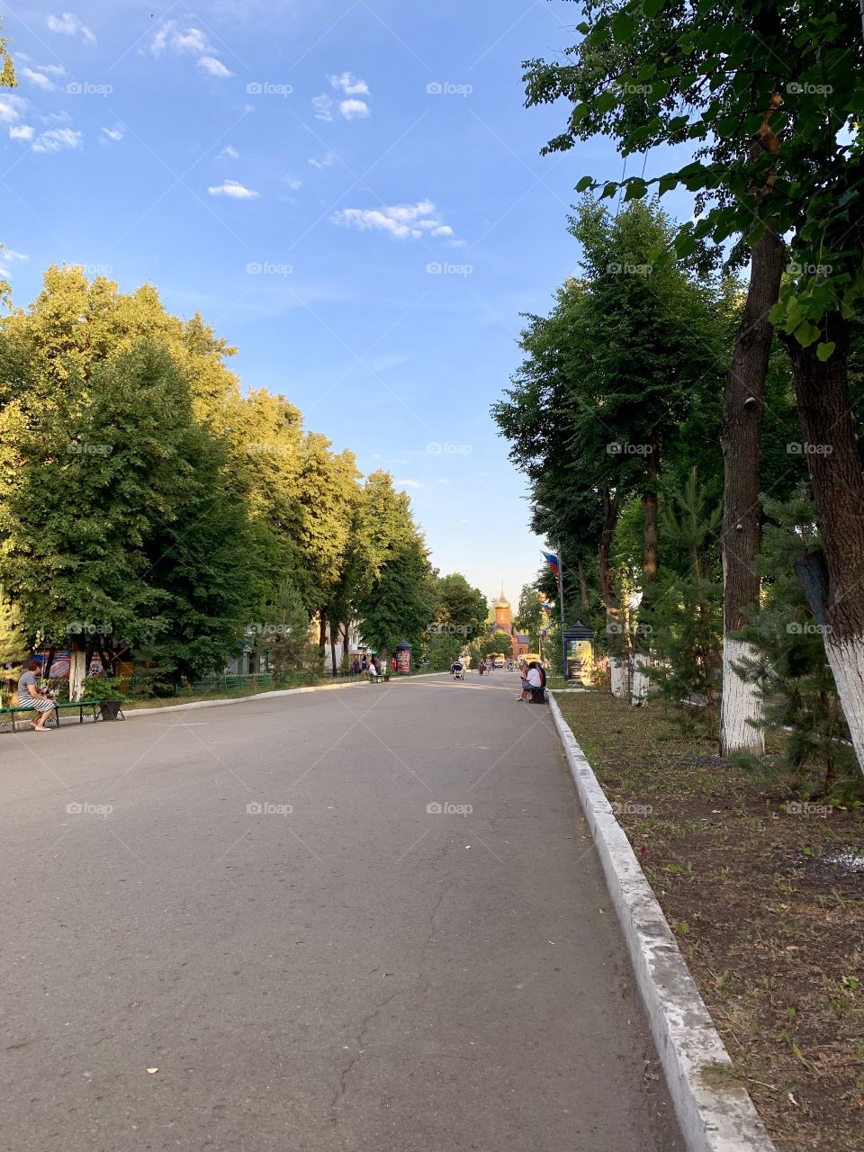 summer day. street in a small town