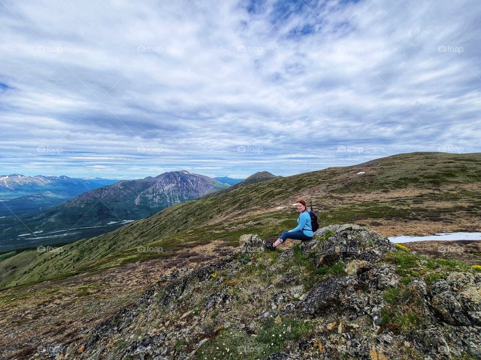 Enjoying the panoramic summit views
