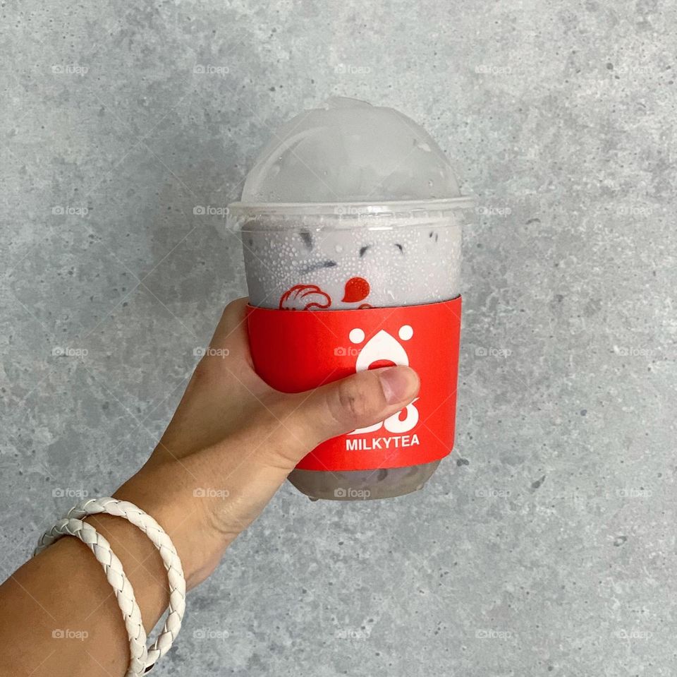 Taro milk tea with taro QQ bubble pearl 