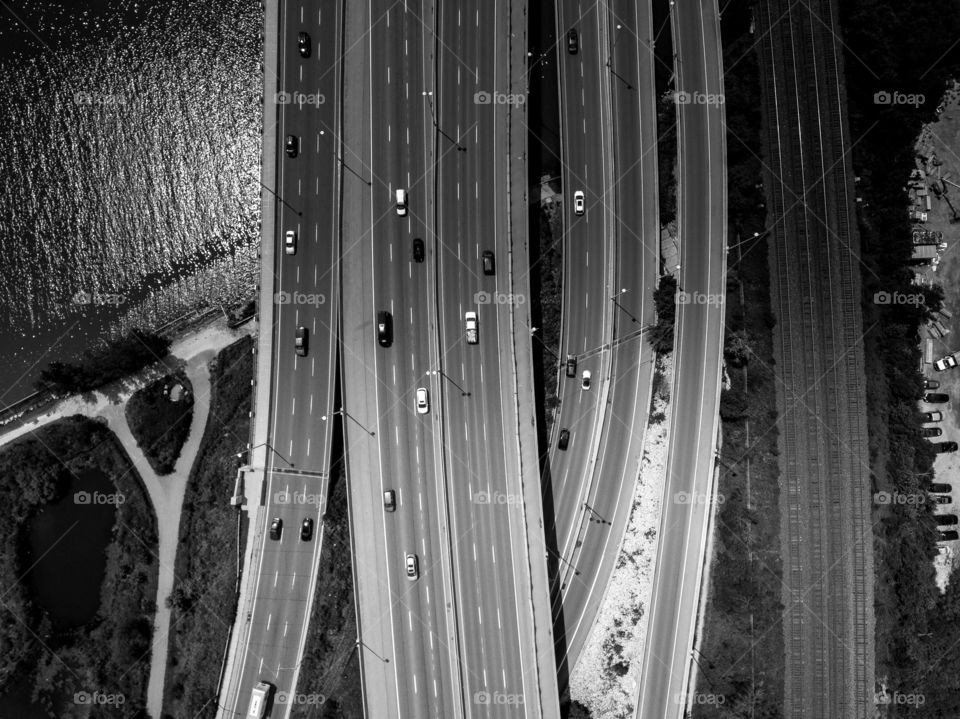 Busy Highway Aerial Shot