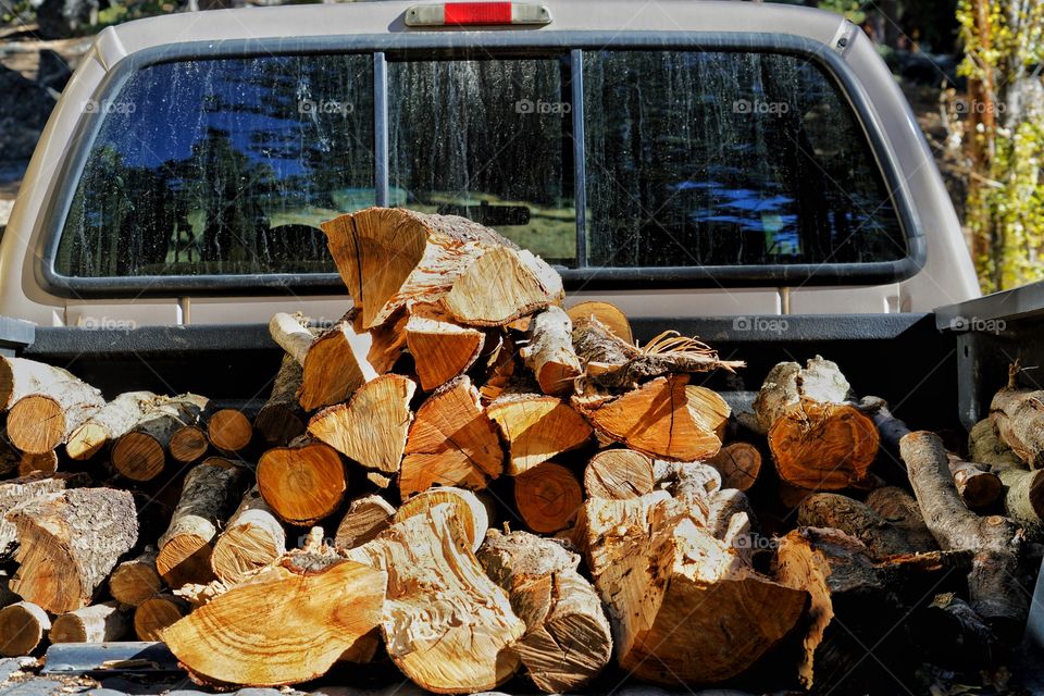 Chopped Firewood In The Back Of A Truck