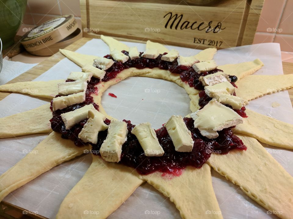 Brie, Pancetta, and Cranberry in Pastry Holiday Wreath