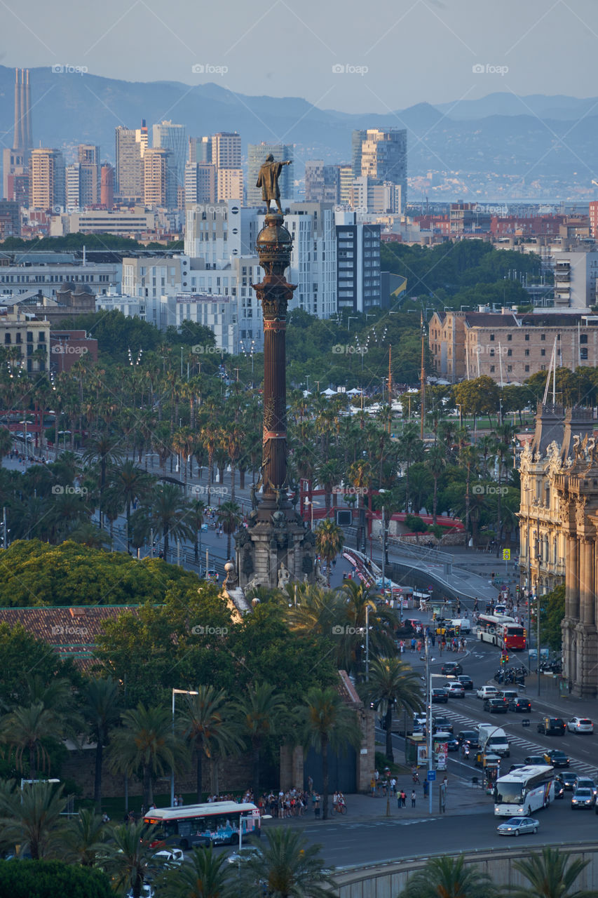 Barcelona. Vista de la plaza Colón desde el mirador de Montjuic. 