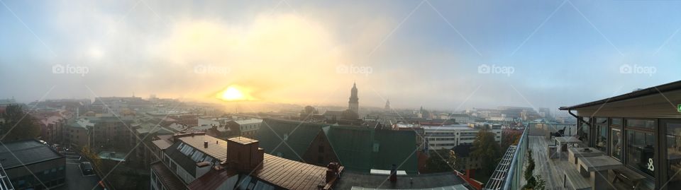 Sun rises over Gothenburg