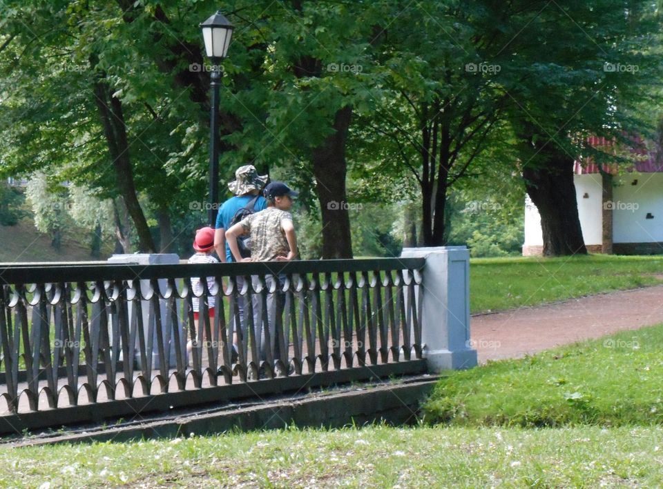 family walking in the park